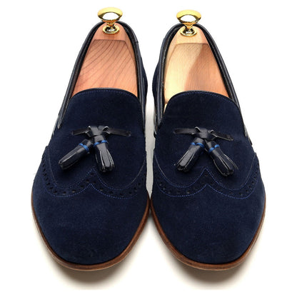 'Ray' Navy Blue Suede Tassel Loafers UK 7.5 F