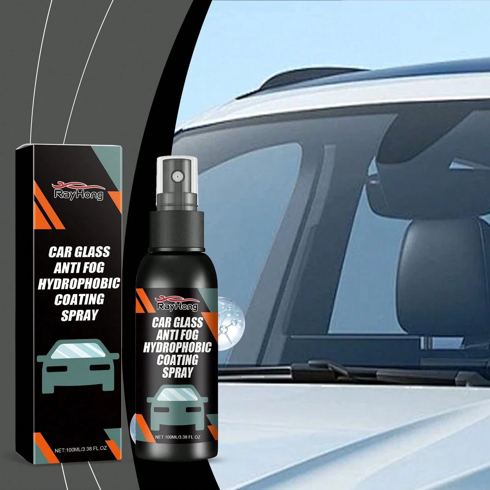 rayhong 100ml Car Windshield Spray- Water Repellent, Anti-Fog, Streak-Free Cleaner For Auto Glass, Enhanced Visibility In Rainy Weather & All-Season Driving,Car Acessesories Women,Car Stuff,Car Acess