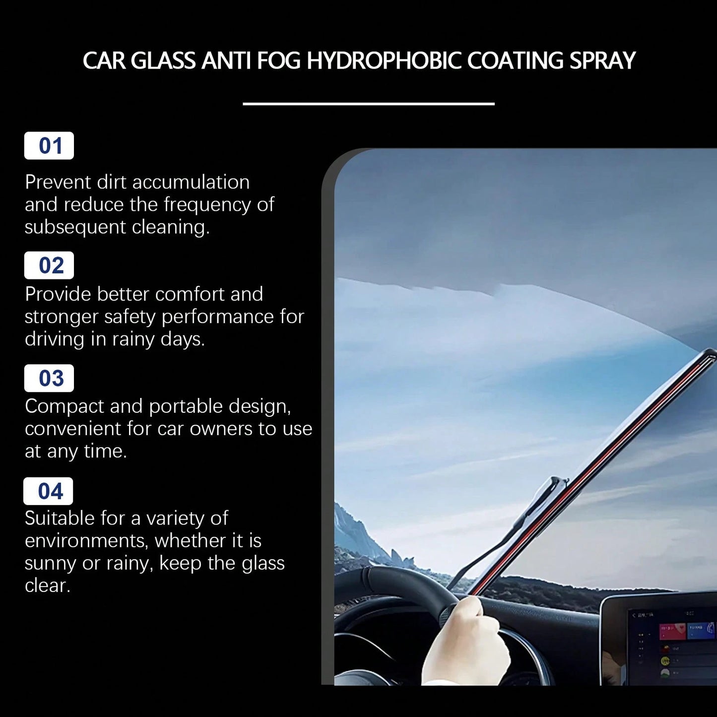 rayhong 100ml Car Windshield Spray- Water Repellent, Anti-Fog, Streak-Free Cleaner For Auto Glass, Enhanced Visibility In Rainy Weather & All-Season Driving,Car Acessesories Women,Car Stuff,Car Acess