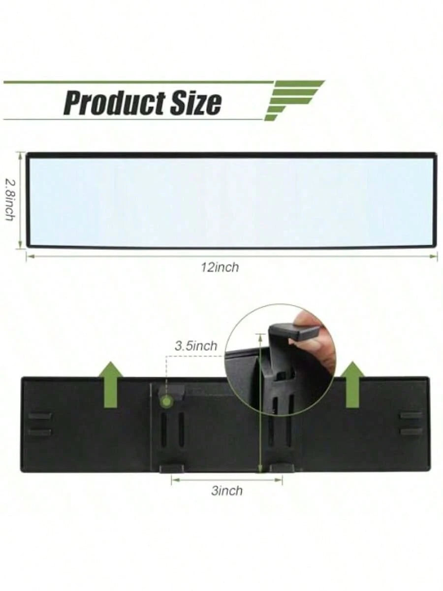 Rear View Mirror 12 Inch Universal Wide Angle Rear View Mirror Accessories Panoramic Convex Clipon For Cars SUVs Trucks Vehicles