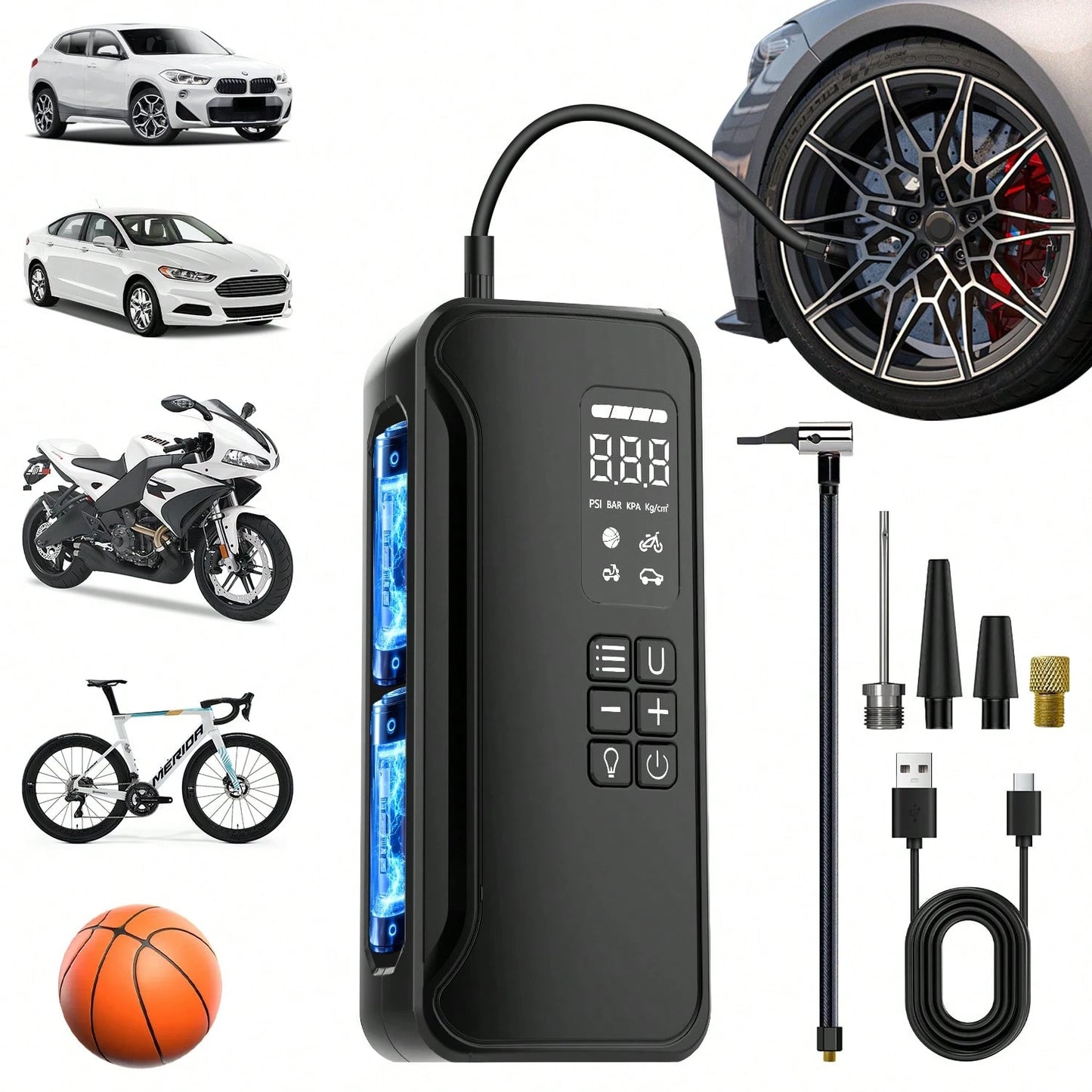 Rechargeable Tire Inflator, 20000mAh Battery Powered, Car Acessesories For Cars, Motorcycles, Bikes, Car Acessesories Women Love The Option, Herramientas De Trabajo For Home Garage Use, Great Mother'