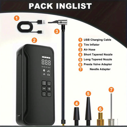 Rechargeable Tire Inflator, 20000mAh Battery Powered, Car Acessesories For Cars, Motorcycles, Bikes, Car Acessesories Women Love The Option, Herramientas De Trabajo For Home Garage Use, Great Mother'