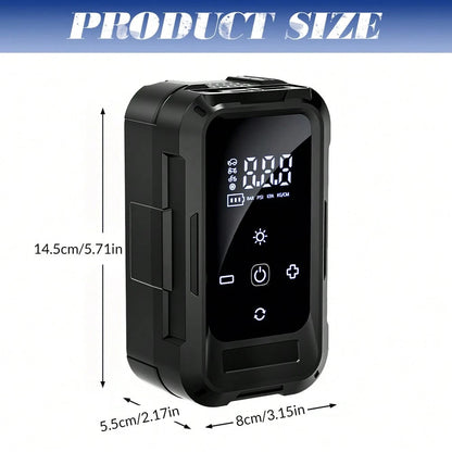 Rechargeable Tire Inflator Portable Air Compressor 60W 20L/Min 140PSI Cordless Car Pump With Digital Display Preset Pressure Auto Shut-Off & LED Light For Vehicle Motorcycle Bike Ball
