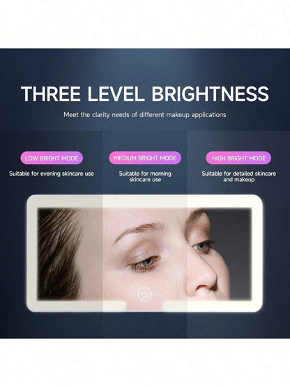 Reletech Fccemc Ultra-Thin LED Car Vanity Mirror, High Definition Sun Visor Hanging Mirror, USB Rechargeable, Dimmable Touch Screen, Car Interior Makeup Mirror For Women