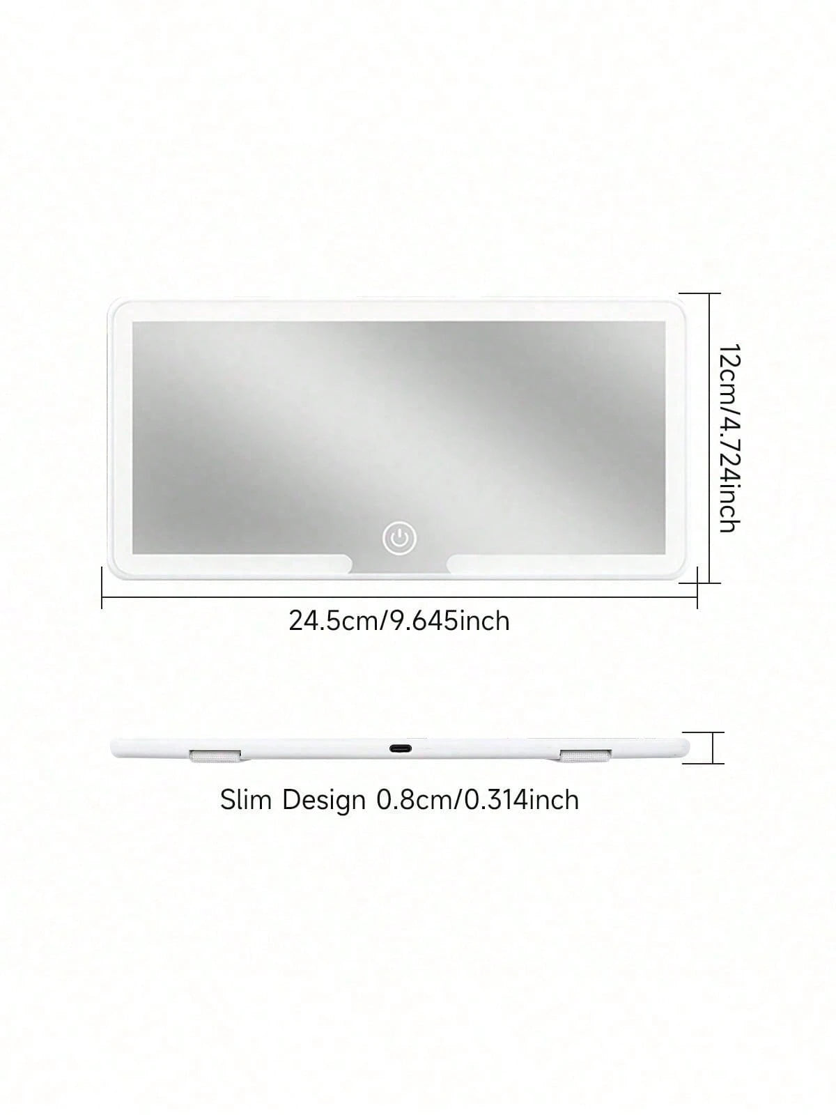 Reletech Fccemc Ultra-Thin LED Car Vanity Mirror, High Definition Sun Visor Hanging Mirror, USB Rechargeable, Dimmable Touch Screen, Car Interior Makeup Mirror For Women