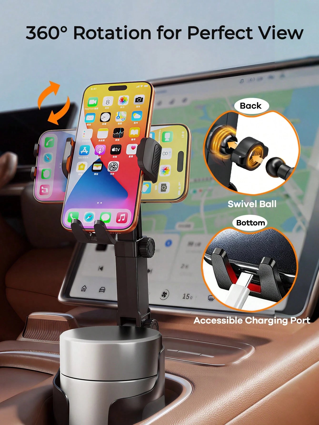 REMAX 2-In-1 Car Cup Holder Extender, Universal Adjustable Cup Holder, Quick 1 Second Installation, Adjustable Height And Angle, Fits 7.5-10cm Cups, Non-Slip Retractable Car Accessory For Car, Treadmi