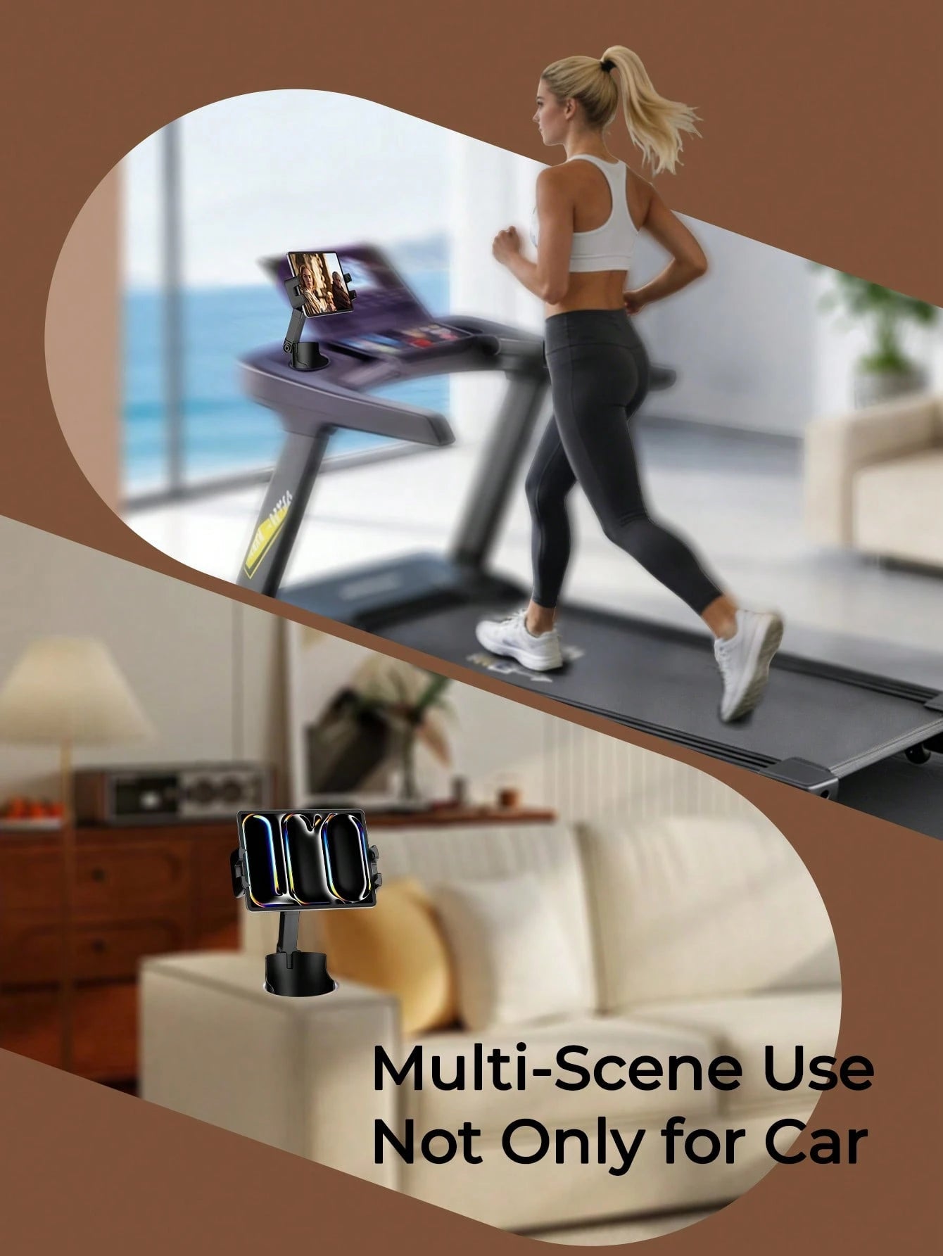 REMAX 4.7-9.4 Inch Phone/Tablet Cup Holder, Multi-Angle & Height Adjustable, Stable Non-Slip, Fits 7.5cm-10cm Cup Bottom, 360° Rotation, 1-Second Installation, Extendable Car Accessory, Car Organizer