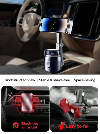 REMAX 4.7-9.4 Inch Phone/Tablet Cup Holder, Multi-Angle & Height Adjustable, Stable Non-Slip, Fits 7.5cm-10cm Cup Bottom, 360° Rotation, 1-Second Installation, Extendable Car Accessory, Car Organizer