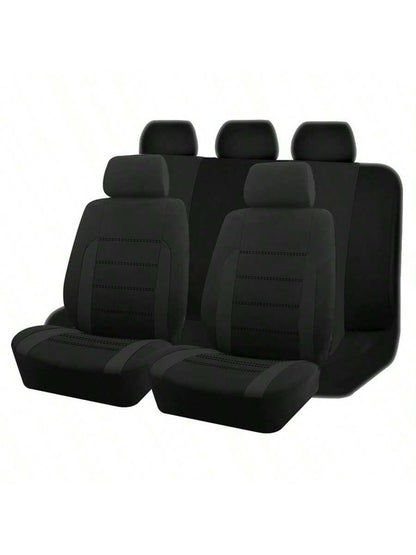 REMAX 9pcs Polyester Fabric Car Seat Covers, Compatible With Airbags, Universal Fit Seat Cushions, Car Accessories, New Design For Women