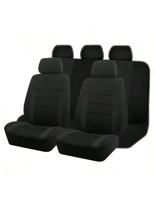 REMAX 9pcs Polyester Fabric Car Seat Covers, Compatible With Airbags, Universal Fit Seat Cushions, Car Accessories, New Design For Women