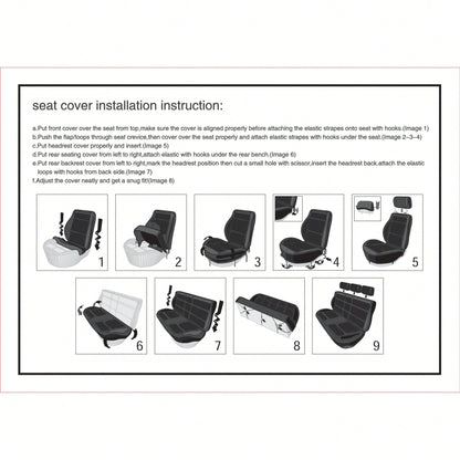 REMAX 9pcs Polyester Fabric Car Seat Covers, Compatible With Airbags, Universal Fit Seat Cushions, Car Accessories, New Design For Women