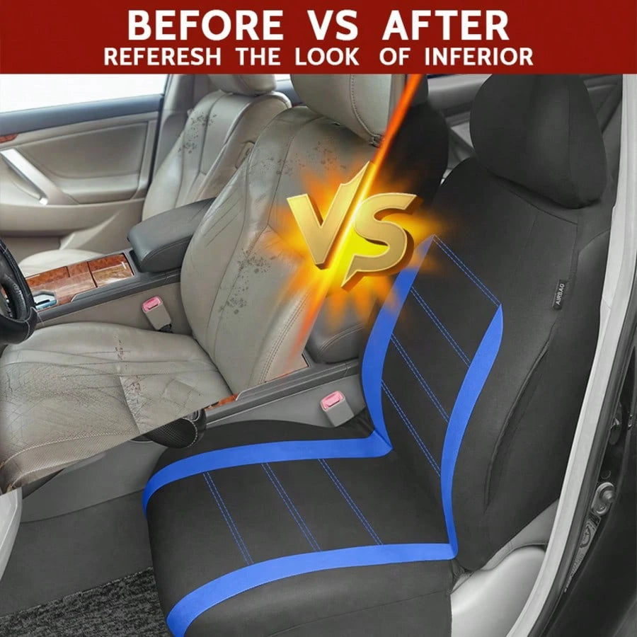 REMAX 9pcs Polyester Fabric Car Seat Covers, Compatible With Airbags, Universal Fit Seat Cushions, Car Accessories, New Design For Women