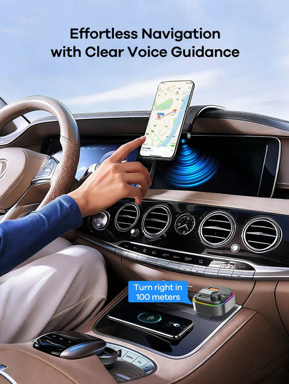 REMAX Bluetooth Car Charger With RGB Ambient Light; 3-Port Fast Charging; USB-C Charger; Built-In Microphone For Music/Call/Navigation; Bluetooth 5.3 Auto Reconnect; Dual Bluetooth/USB Mode; Essential