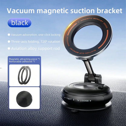 REMAX Vacuum Magnetic Car Phone Holder, Strong Suction Mount With 3-Axis Folding Arm, 720° Rotation Adjustable Smartphone Stand, Aviation Aluminum Alloy Support, Stable Dashboard Windshield Desk Mount