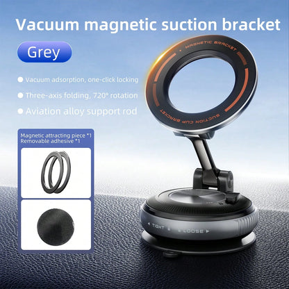 REMAX Vacuum Magnetic Car Phone Holder, Strong Suction Mount With 3-Axis Folding Arm, 720° Rotation Adjustable Smartphone Stand, Aviation Aluminum Alloy Support, Stable Dashboard Windshield Desk Mount