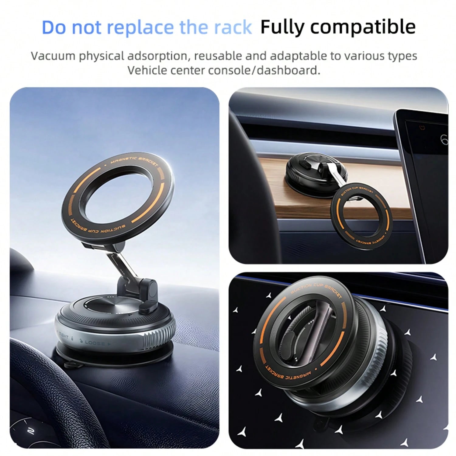 REMAX Vacuum Magnetic Car Phone Holder, Strong Suction Mount With 3-Axis Folding Arm, 720° Rotation Adjustable Smartphone Stand, Aviation Aluminum Alloy Support, Stable Dashboard Windshield Desk Mount