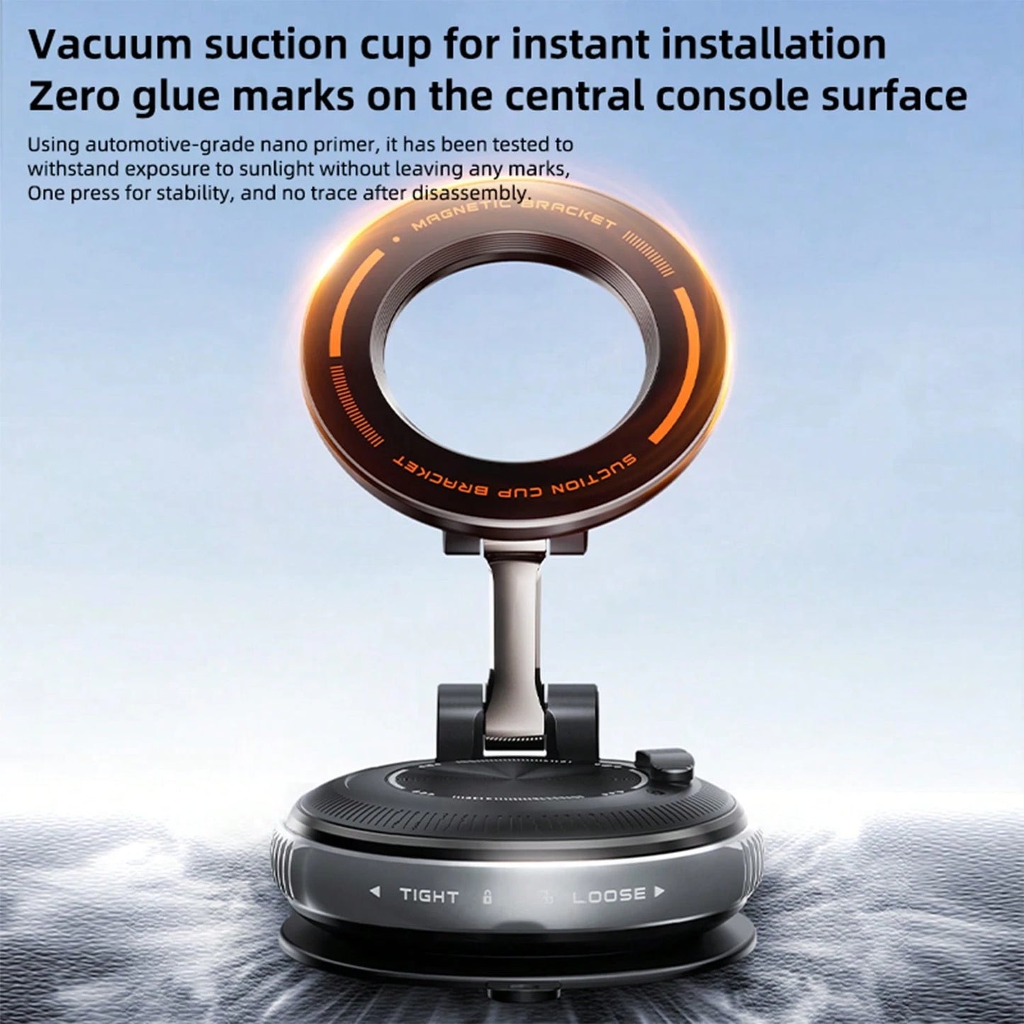 REMAX Vacuum Magnetic Car Phone Holder, Strong Suction Mount With 3-Axis Folding Arm, 720° Rotation Adjustable Smartphone Stand, Aviation Aluminum Alloy Support, Stable Dashboard Windshield Desk Mount