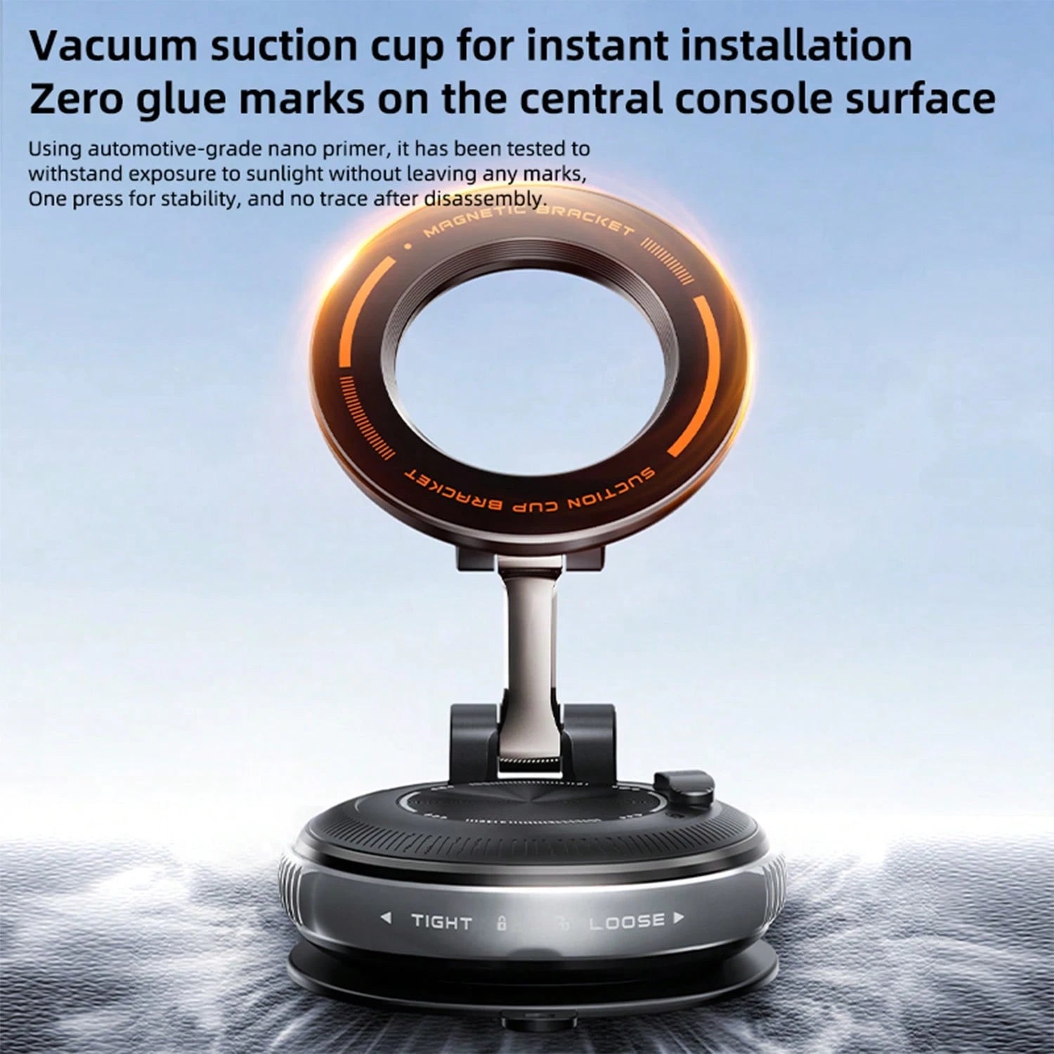 REMAX Vacuum Magnetic Car Phone Holder, Strong Suction Mount With 3-Axis Folding Arm, 720° Rotation Adjustable Smartphone Stand, Aviation Aluminum Alloy Support, Stable Dashboard Windshield Desk Mount
