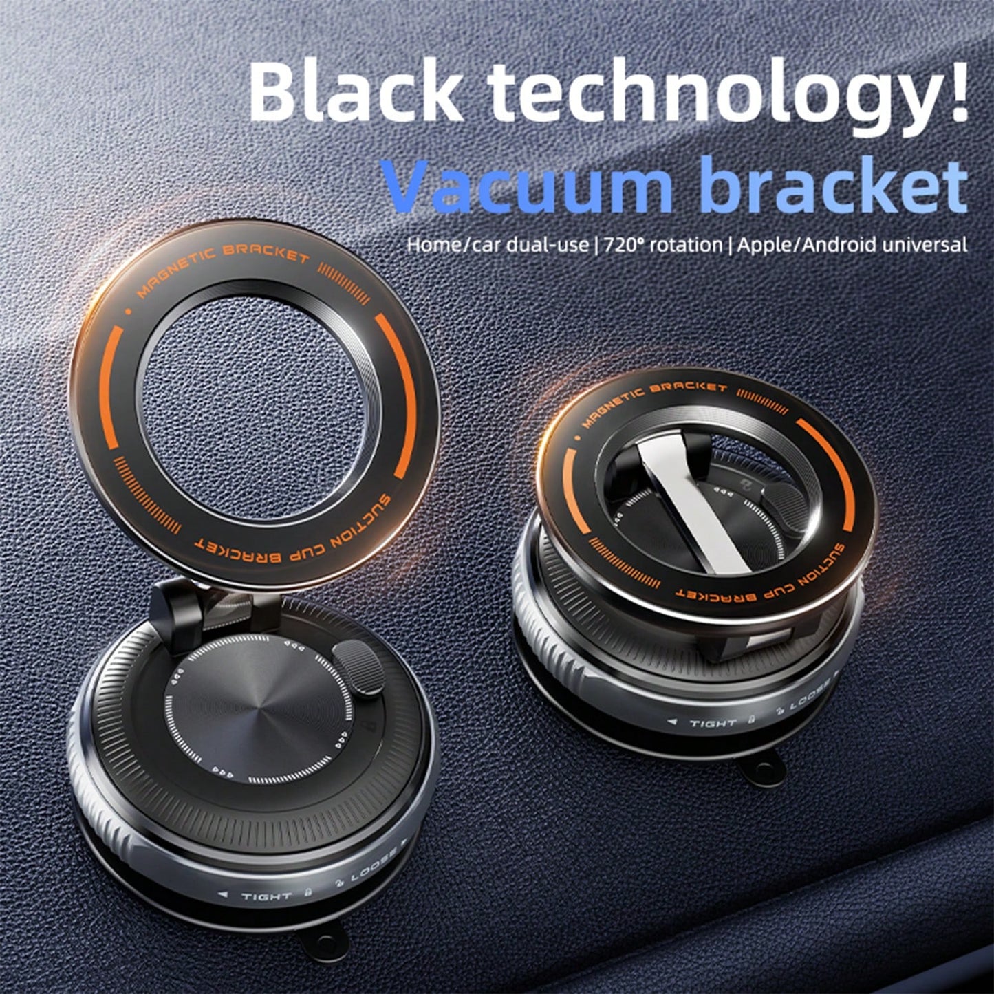 REMAX Vacuum Magnetic Car Phone Holder, Strong Suction Mount With 3-Axis Folding Arm, 720° Rotation Adjustable Smartphone Stand, Aviation Aluminum Alloy Support, Stable Dashboard Windshield Desk Mount