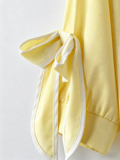 Resyla Elegant Bowknot Decor Shirt, Summer