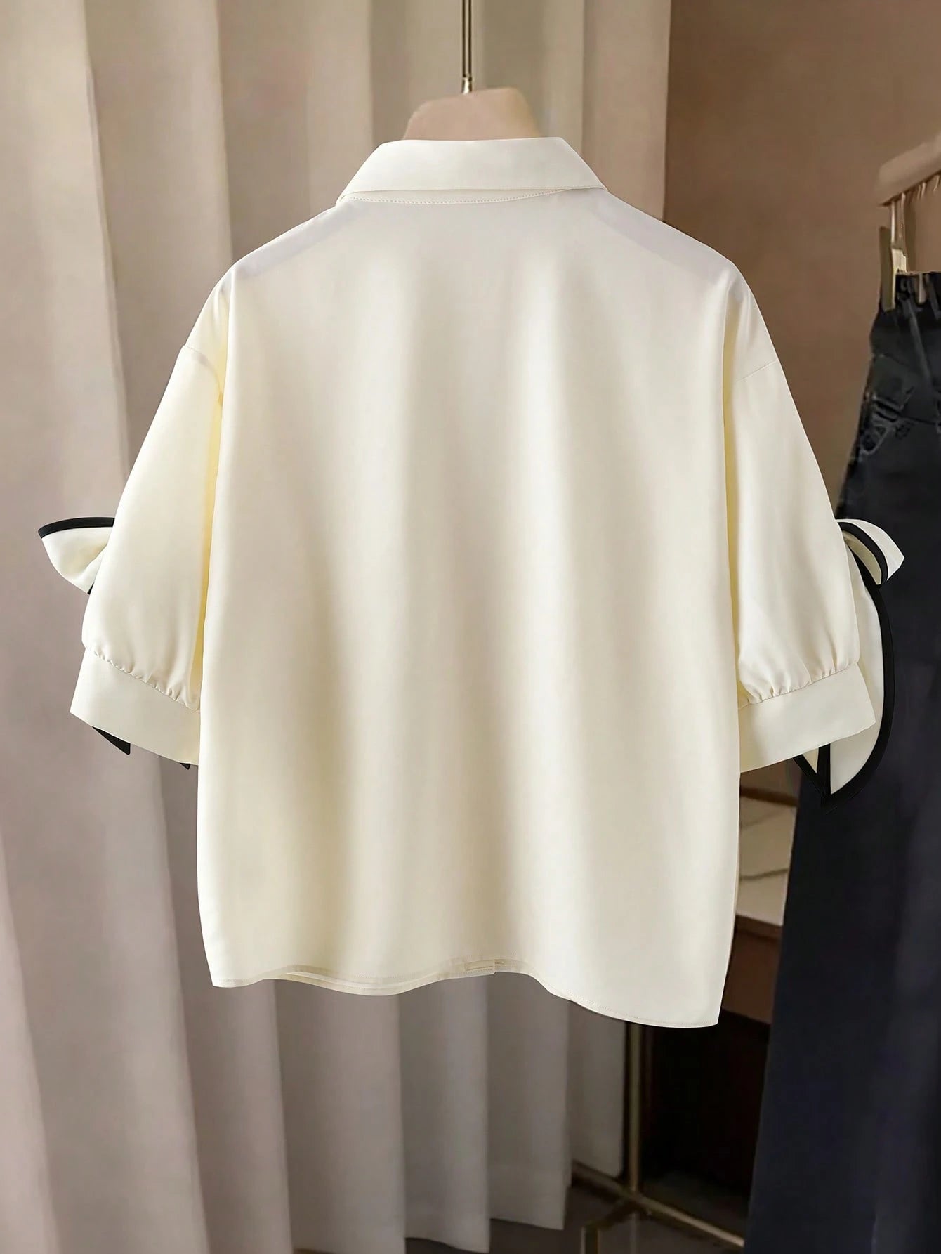 Resyla Elegant Bowknot Decor Shirt, Summer