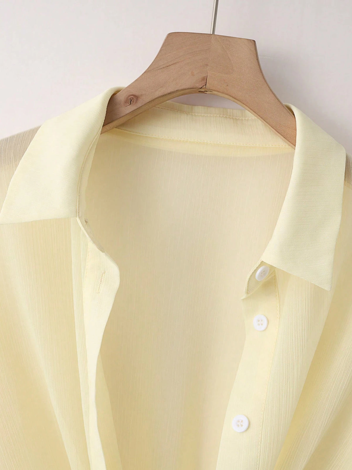 Resyla New Bat Wing Short Casual Chiffon Shawl Collar Solid Color Blouse For Women