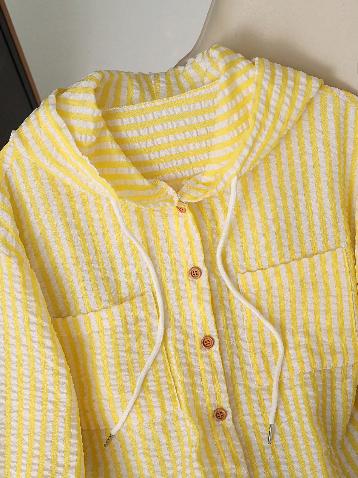 Resyla New Blue Striped Loose Hooded Shirt, Sun Protection