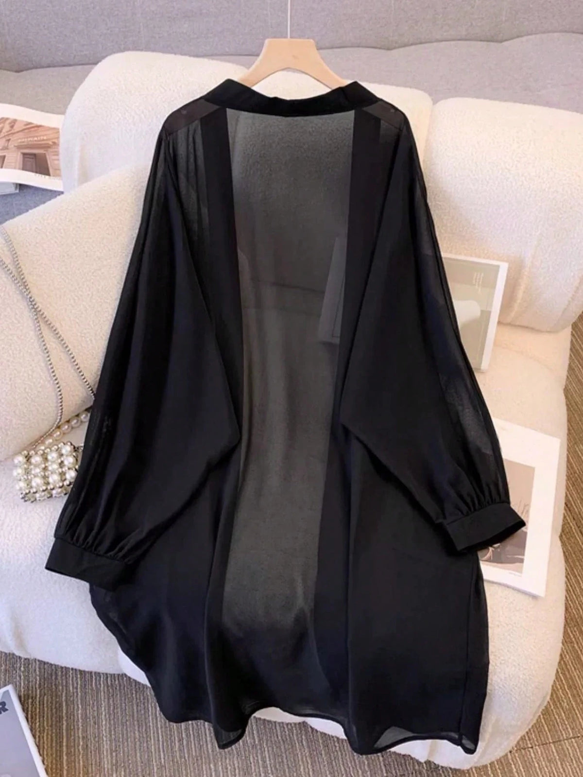 Resyla New Lightweight Chiffon Loose Cardigan Mid-Length Top For Women