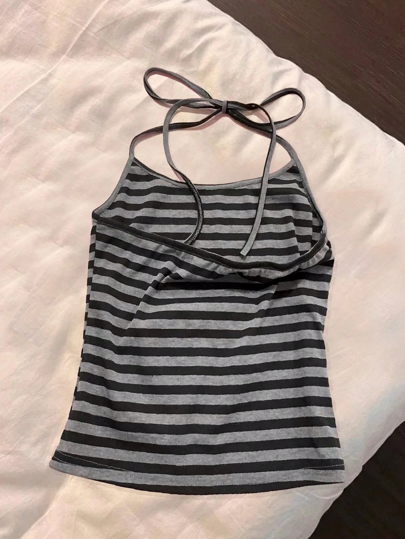Resyla New Striped Tie Spaghetti Strap Crop Top And Shorts 2 Pieces Set, Casual Sexy Slim Fit
