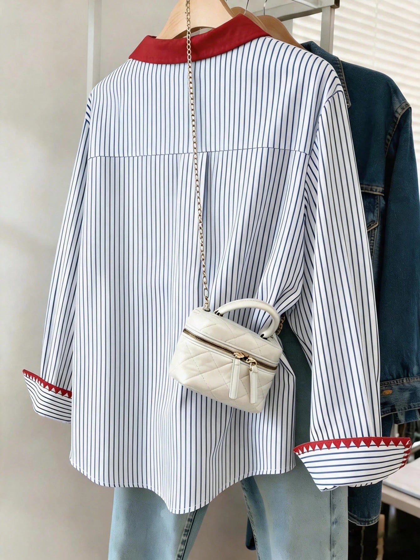 Resyla Plus Size Casual Commuter Striped Shirt Fall