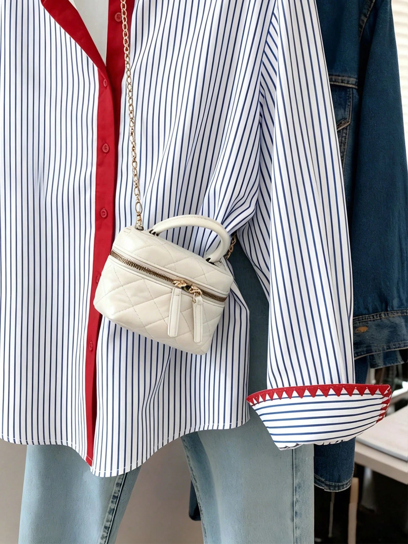 Resyla Plus Size Casual Commuter Striped Shirt Fall