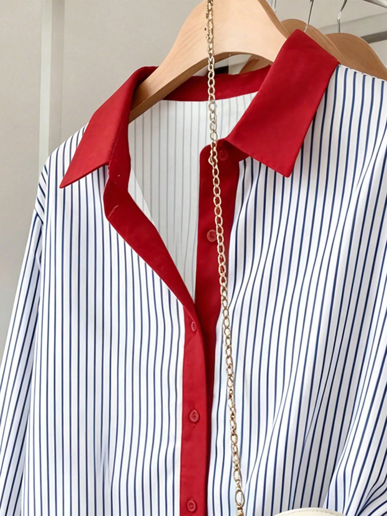 Resyla Plus Size Casual Commuter Striped Shirt Fall