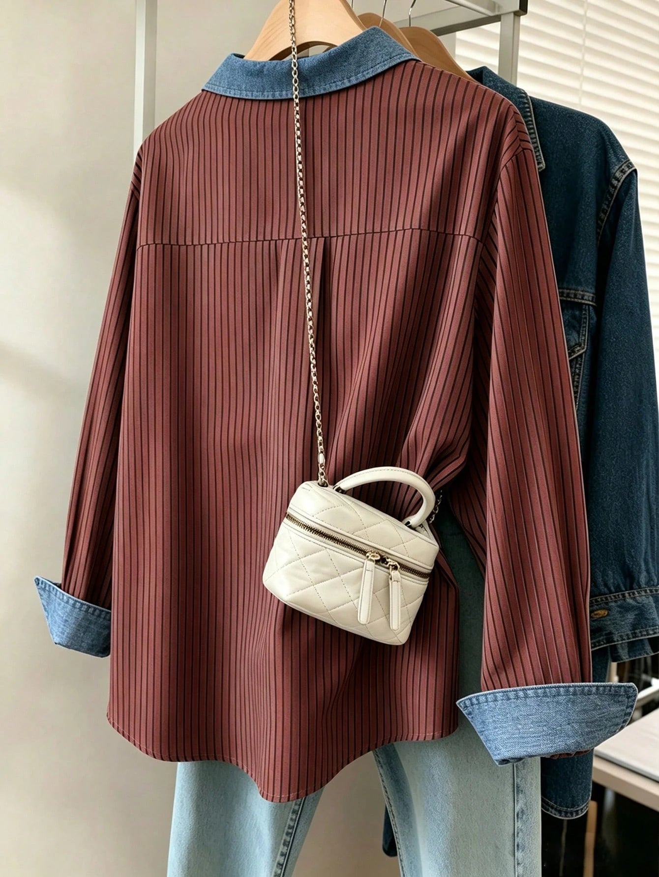 Resyla Plus Size Casual Commuter Striped Shirt Fall