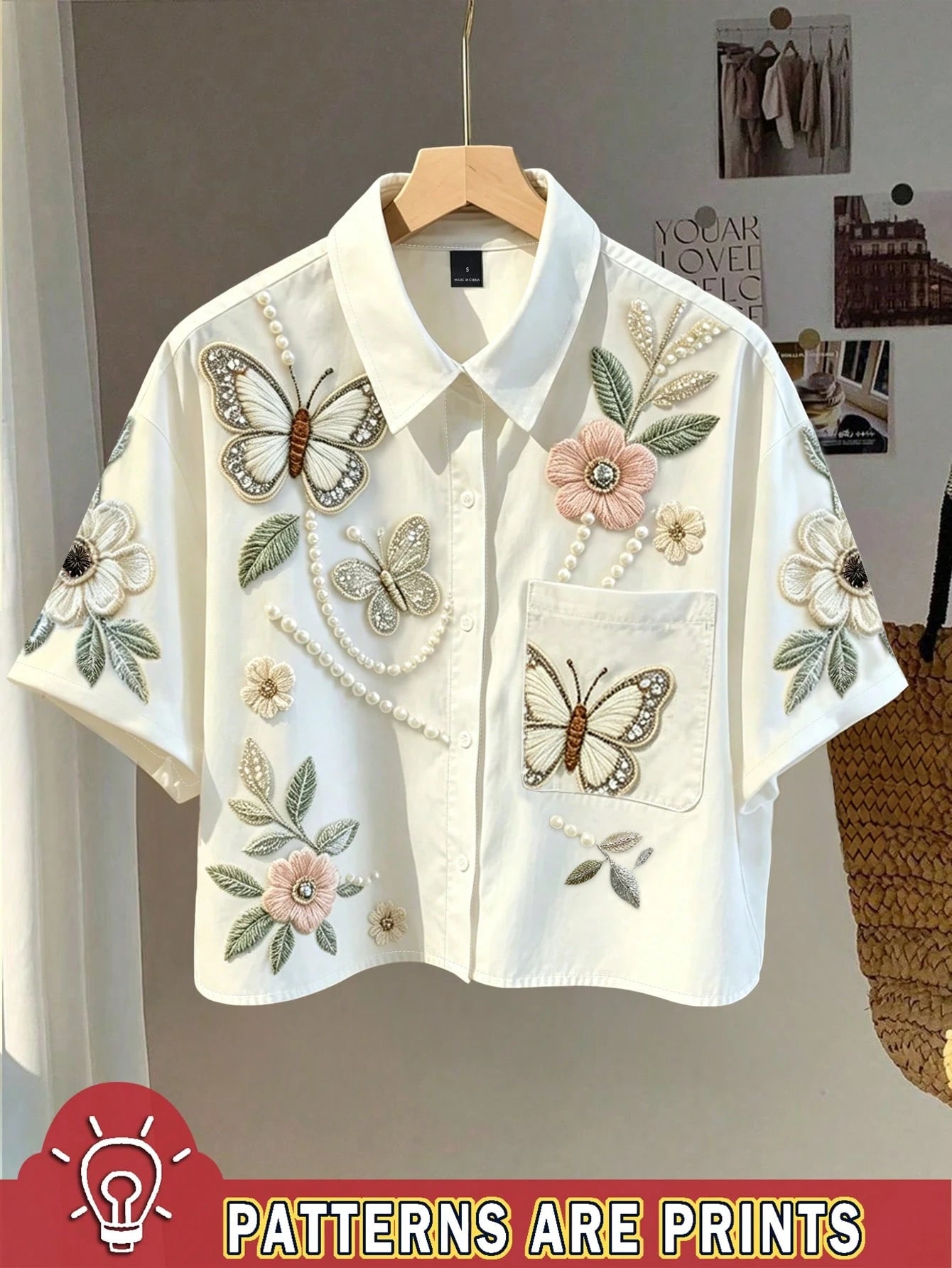 Resyla Plus Size Women's Floral & Butterfly Print Top