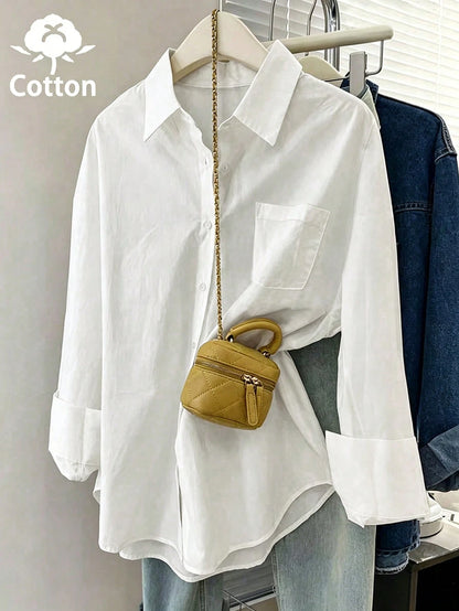 Resyla Women's Loose Long Sleeve Casual Shirt, Fresh Collegiate Style Blouse
