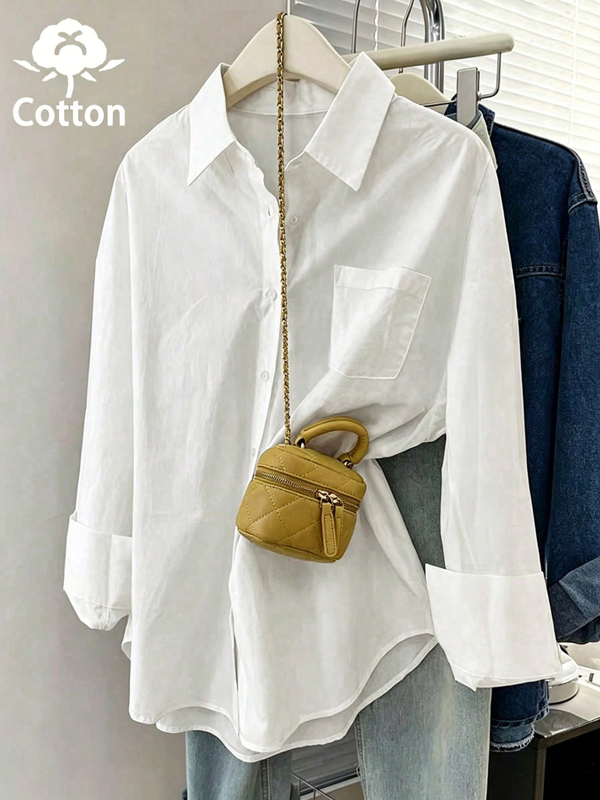 Resyla Women's Loose Long Sleeve Casual Shirt, Fresh Collegiate Style Blouse