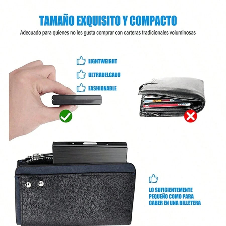 RFID Double-Sided LeatherCredit Card Card Holder Holder Stainless Steel Credit Card Wallet Business Card Holder For Women Men Small Purse Purse Bag Purse Men Wallets Men Black Card Holders Card Holder