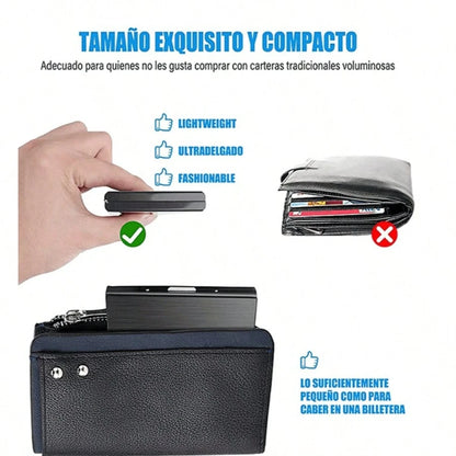 RFID Double-Sided LeatherCredit Card Card Holder Holder Stainless Steel Credit Card Wallet Business Card Holder For Women Men Small Purse Purse Bag Purse Men Wallets Men Black Card Holders Card Holder