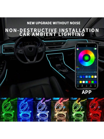 RGB 5-In-1 Car Interior LED Strip Lights, 236 Inches Fiber Optic, 16 Million Colors Neon Ambient Lighting Kit, Sync To Music APP Control, Car Interior, Ambient Lighting Kits