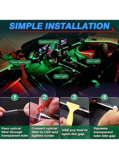 RGB 5-In-1 Car Interior LED Strip Lights, 236 Inches Fiber Optic, 16 Million Colors Neon Ambient Lighting Kit, Sync To Music APP Control, Car Interior, Ambient Lighting Kits