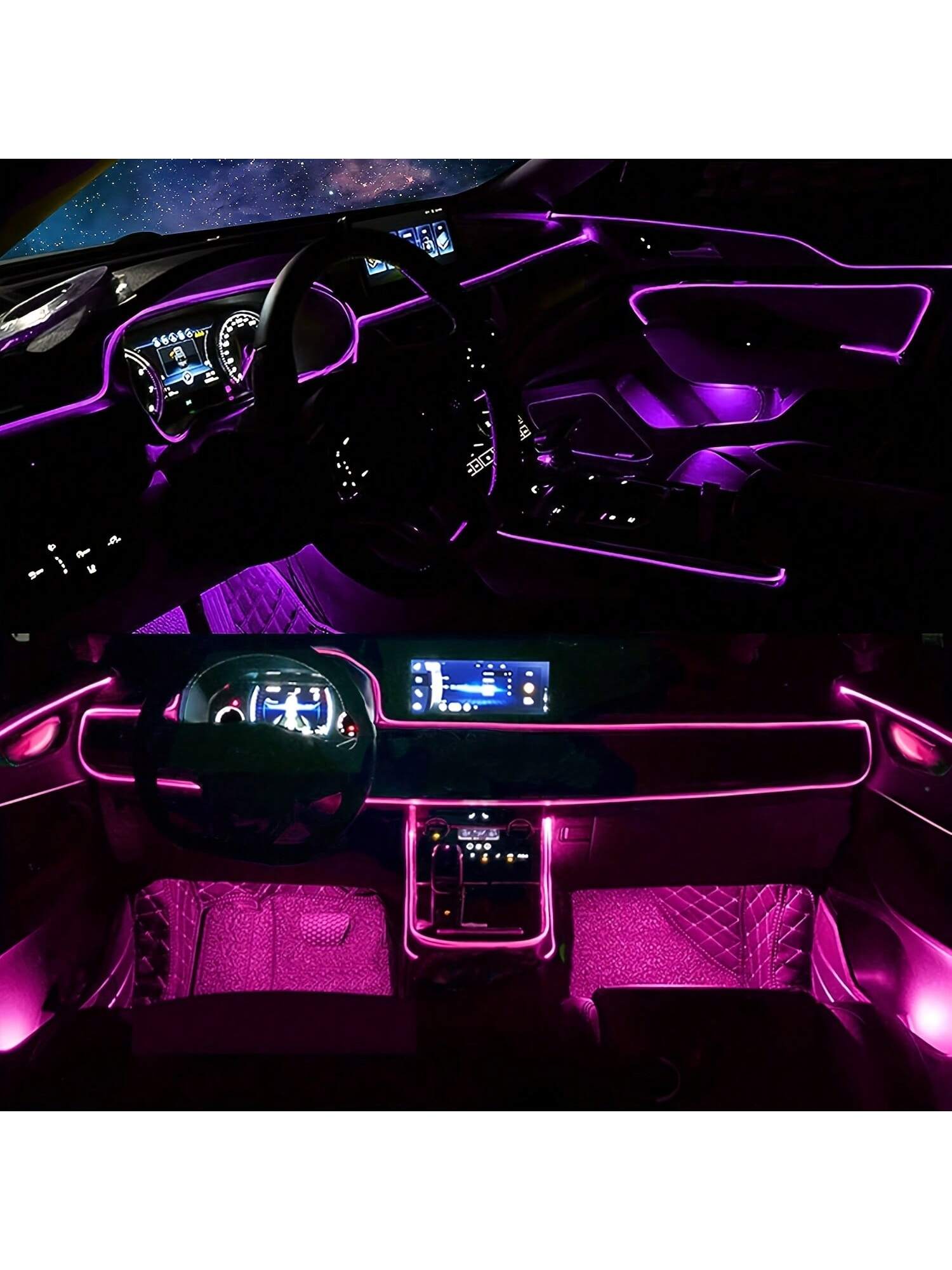 RGB 5-In-1 Car Interior LED Strip Lights, 236 Inches Fiber Optic, 16 Million Colors Neon Ambient Lighting Kit, Sync To Music APP Control, Car Interior, Ambient Lighting Kits