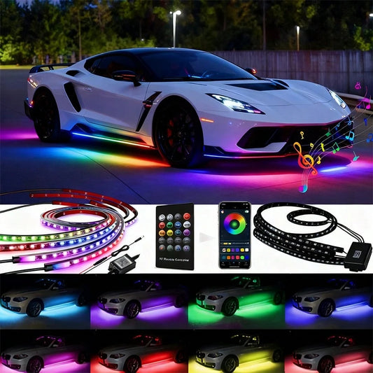 RGB Car Underglow Lighting System| Music Interactive Ambient Lights, APP Controlled, Compatible With SUV, Truck, Sedan, Bright Exterior Upgrade Additions For Night Styling, Perfect Gift For Car Enthu
