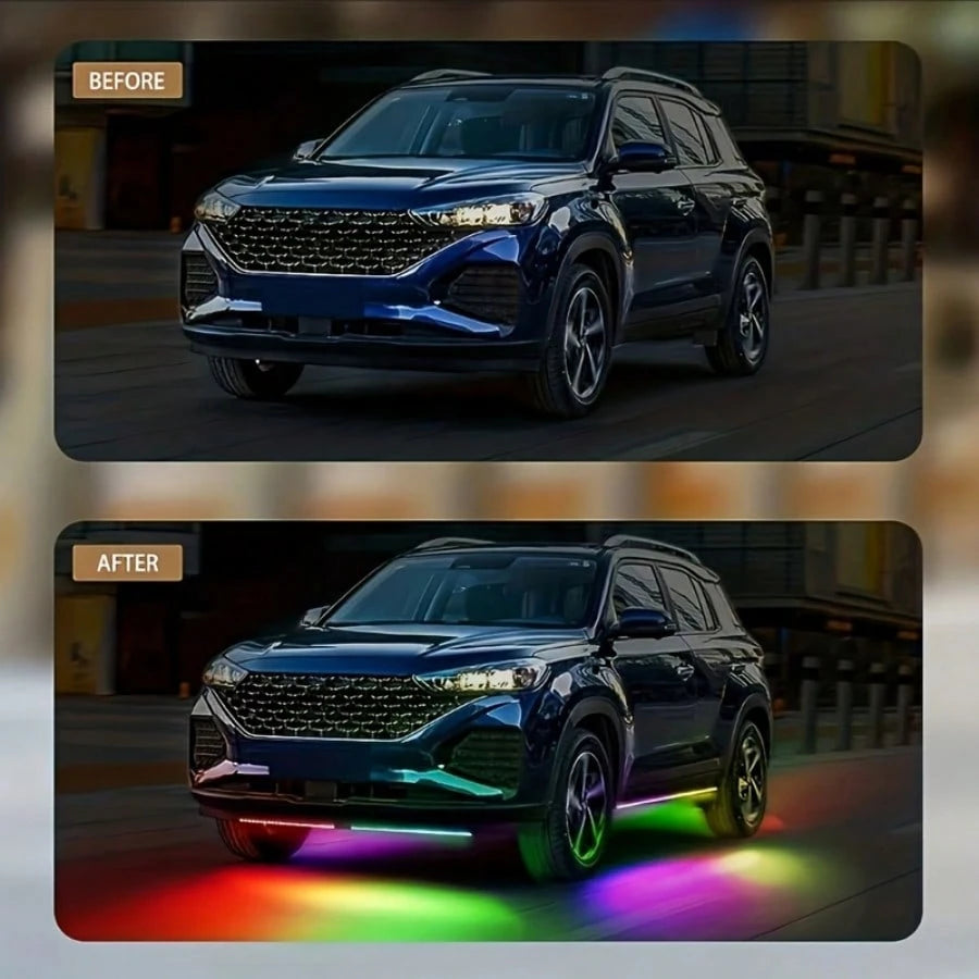 RGB Car Underglow Lighting System| Music Interactive Ambient Lights, APP Controlled, Compatible With SUV, Truck, Sedan, Bright Exterior Upgrade Additions For Night Styling, Perfect Gift For Car Enthu