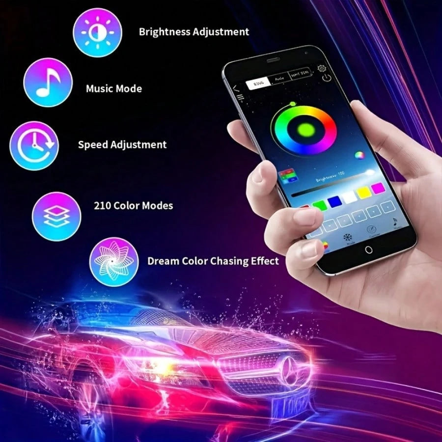 RGB Car Underglow Lighting System| Music Interactive Ambient Lights, APP Controlled, Compatible With SUV, Truck, Sedan, Bright Exterior Upgrade Additions For Night Styling, Perfect Gift For Car Enthu