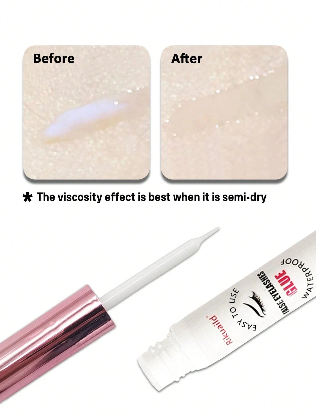 Rikuaild 1pc 5ml White Transparent Waterproof & Quick Drying Eyelash Glue, Long Lasting Eyelash Extension Adhesive