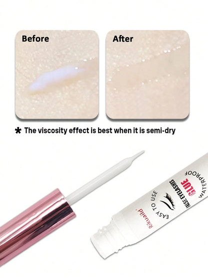 Rikuaild 1pc 5ml White Transparent Waterproof & Quick Drying Eyelash Glue, Long Lasting Eyelash Extension Adhesive