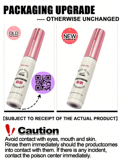 Rikuaild 1pc 5ml White Transparent Waterproof & Quick Drying Eyelash Glue, Long Lasting Eyelash Extension Adhesive