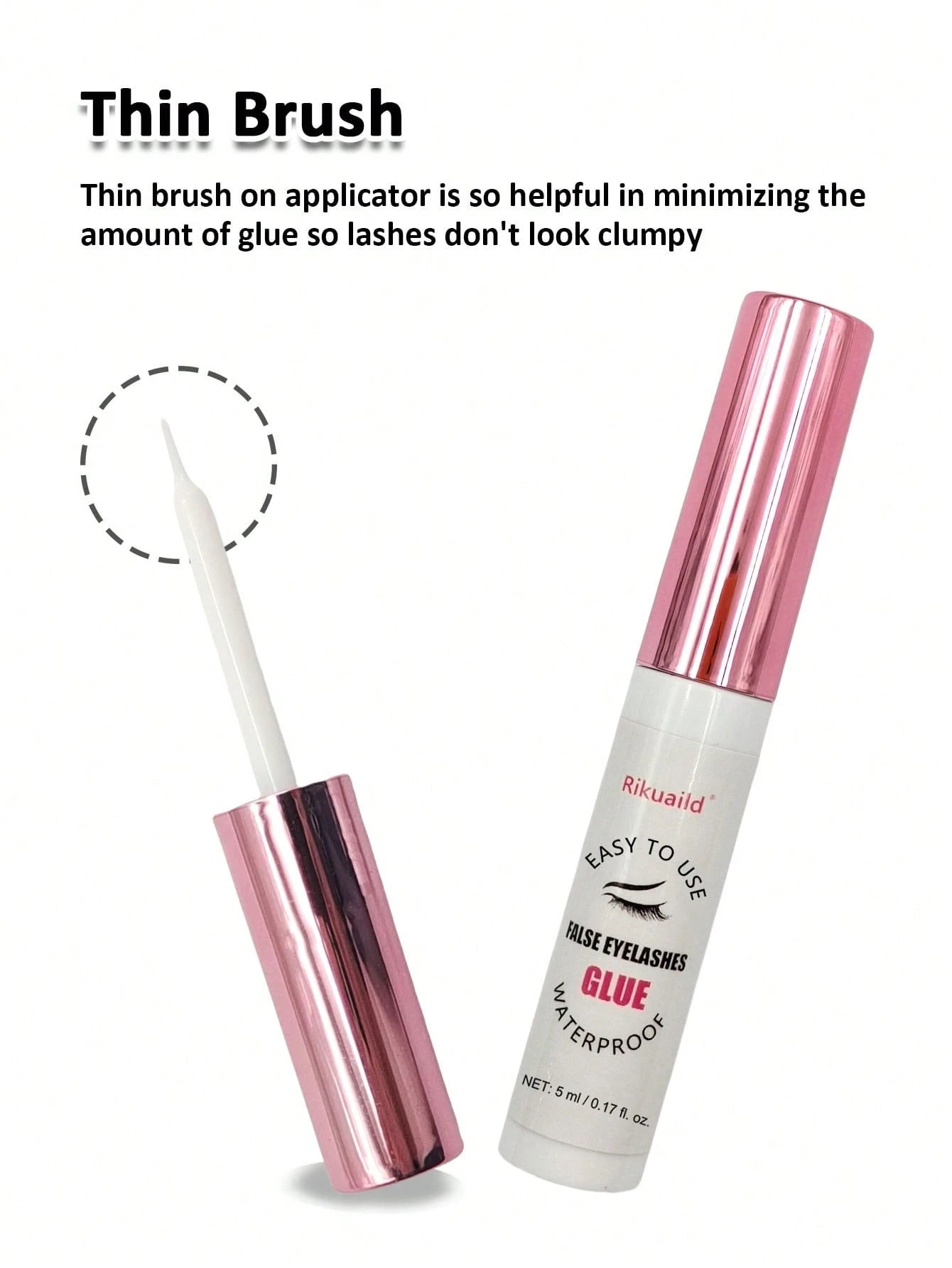 Rikuaild 1pc 5ml White Transparent Waterproof & Quick Drying Eyelash Glue, Long Lasting Eyelash Extension Adhesive