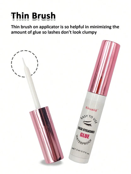 Rikuaild 1pc 5ml White Transparent Waterproof & Quick Drying Eyelash Glue, Long Lasting Eyelash Extension Adhesive