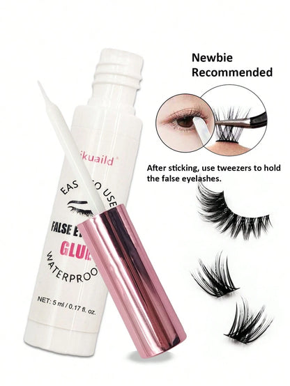 Rikuaild 1pc 5ml White Transparent Waterproof & Quick Drying Eyelash Glue, Long Lasting Eyelash Extension Adhesive